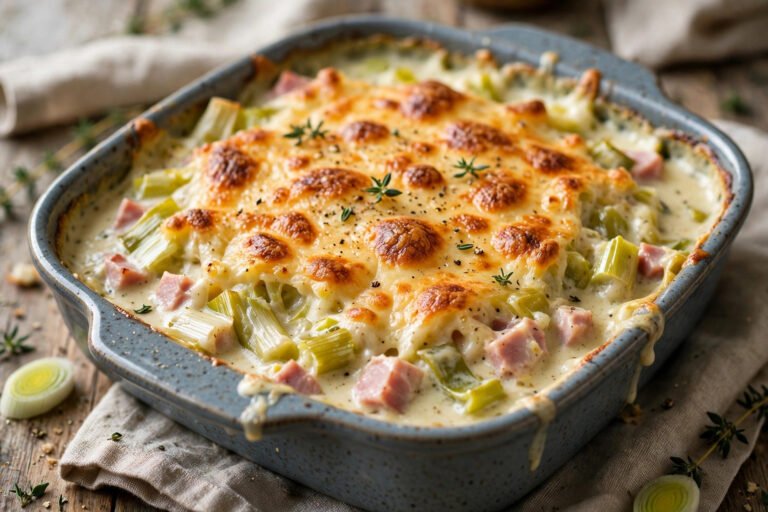 gratin de poireaux au jambon