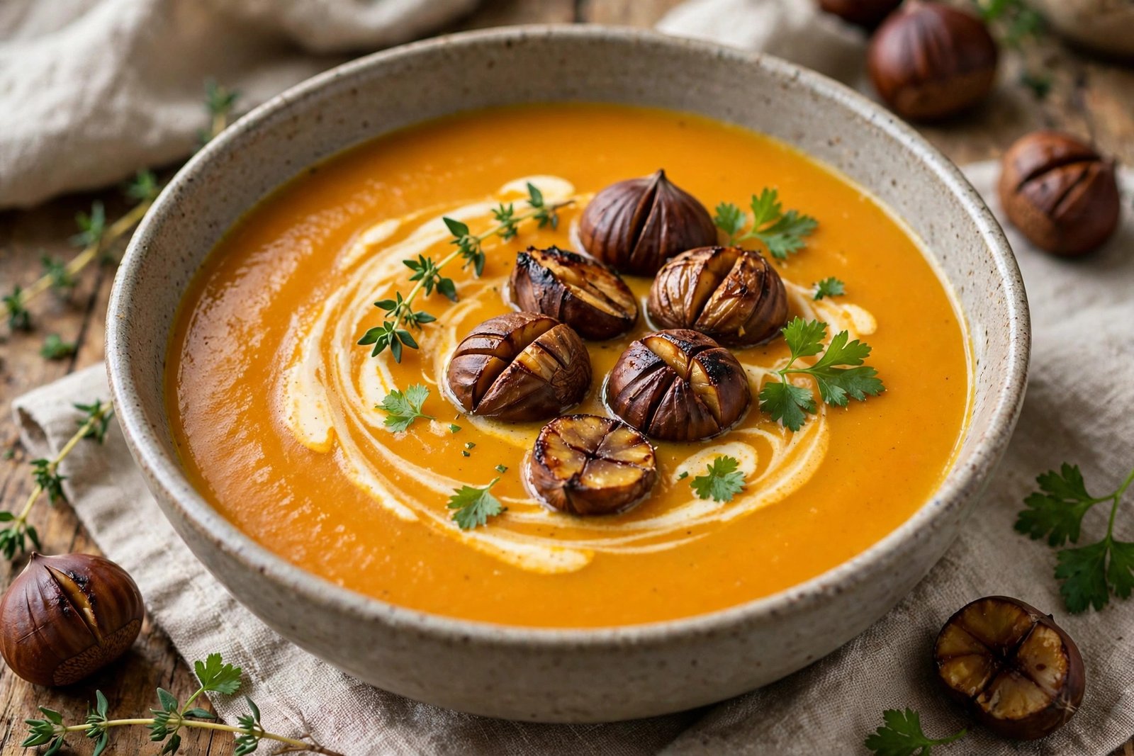 velouté de potimarron aux châtaignes