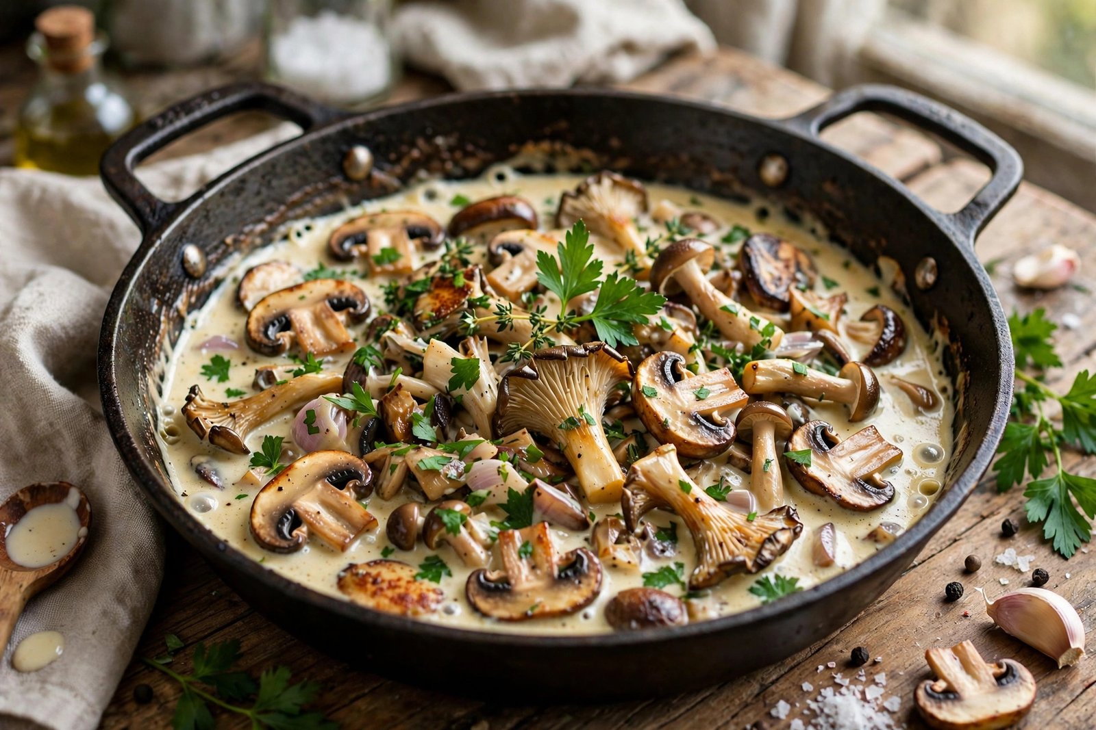 poêlée de champignons à la crème