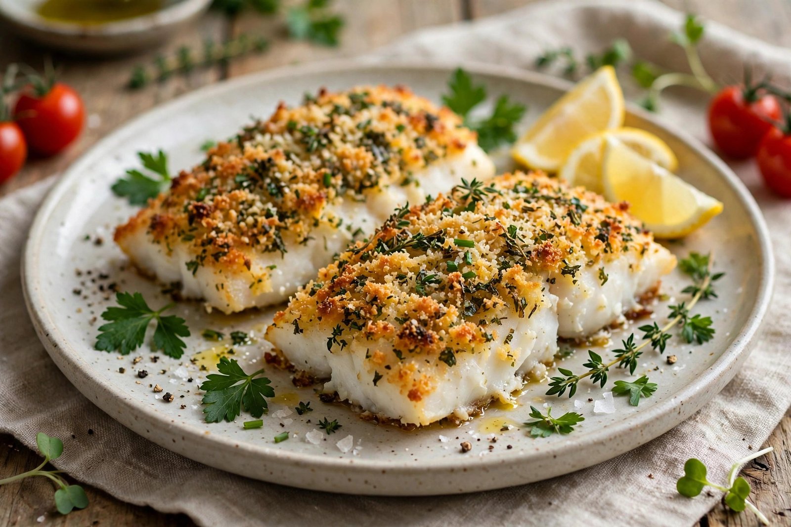 cabillaud en croûte de parmesan