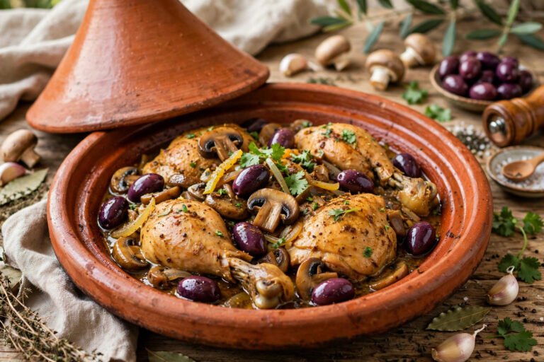 Tajine de Poulet aux Olives et Champignons : le Mijoté Réconfortant d&rsquo;Automne